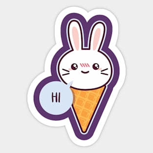 Rabbit kawaii Ice cream Sticker
